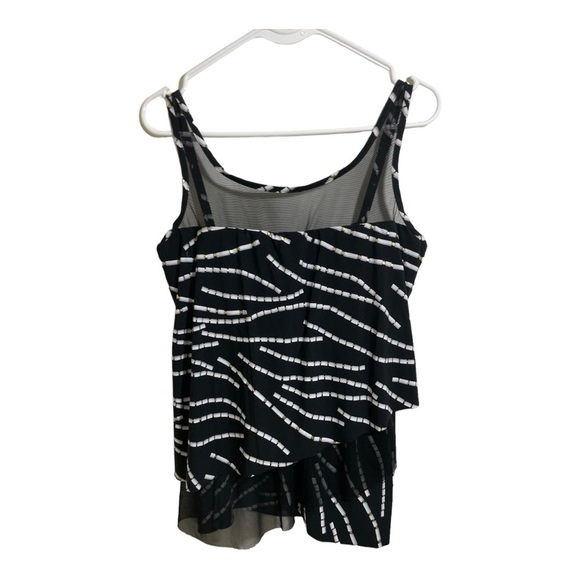 Miraclesuit womens tankini top black sheer striped adjustable straps size 14 - Picture 3 of 11